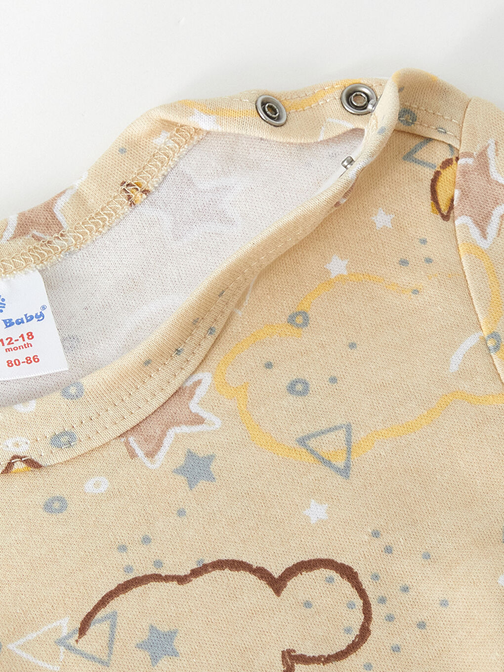 Sarı Bisiklet Yaka Uzun Kollu Baskılı Erkek Bebek Çıtçıtlı Bodysuit  2'li-4