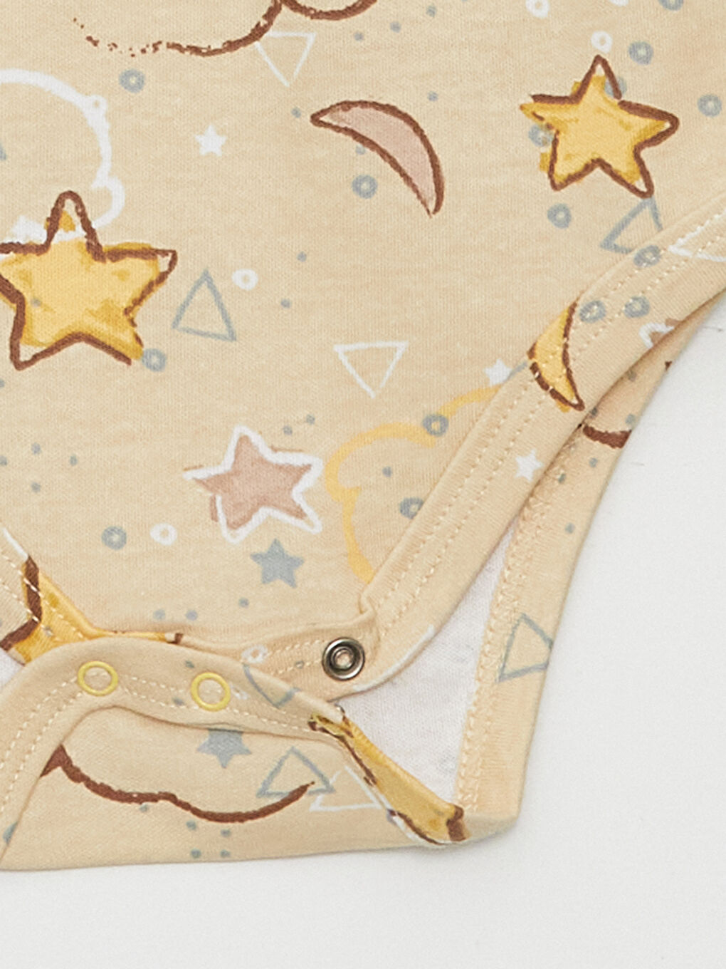 Sarı Bisiklet Yaka Uzun Kollu Baskılı Erkek Bebek Çıtçıtlı Bodysuit  2'li-5