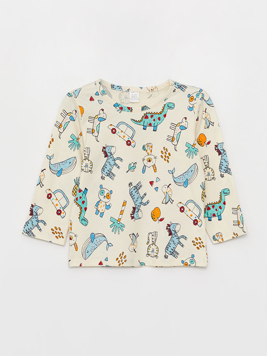 Turuncu Bisiklet Yaka Uzun Kollu Desenli Erkek Bebek Pijama Takımı-1