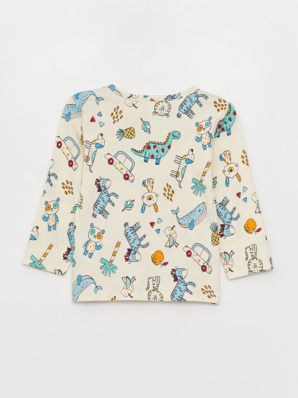 Turuncu Bisiklet Yaka Uzun Kollu Desenli Erkek Bebek Pijama Takımı-2