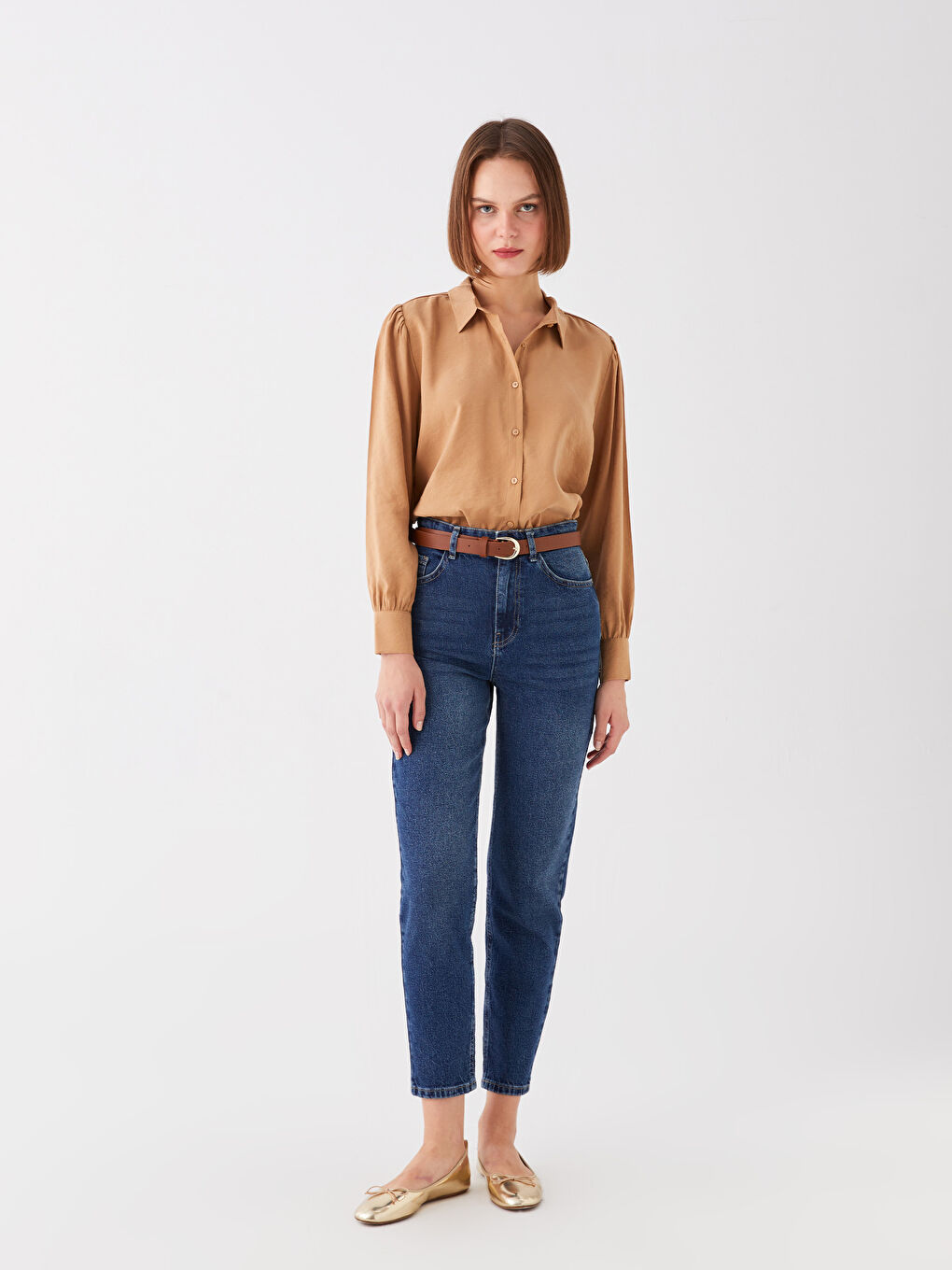 Belted Mom Fit Women's Jeans-1