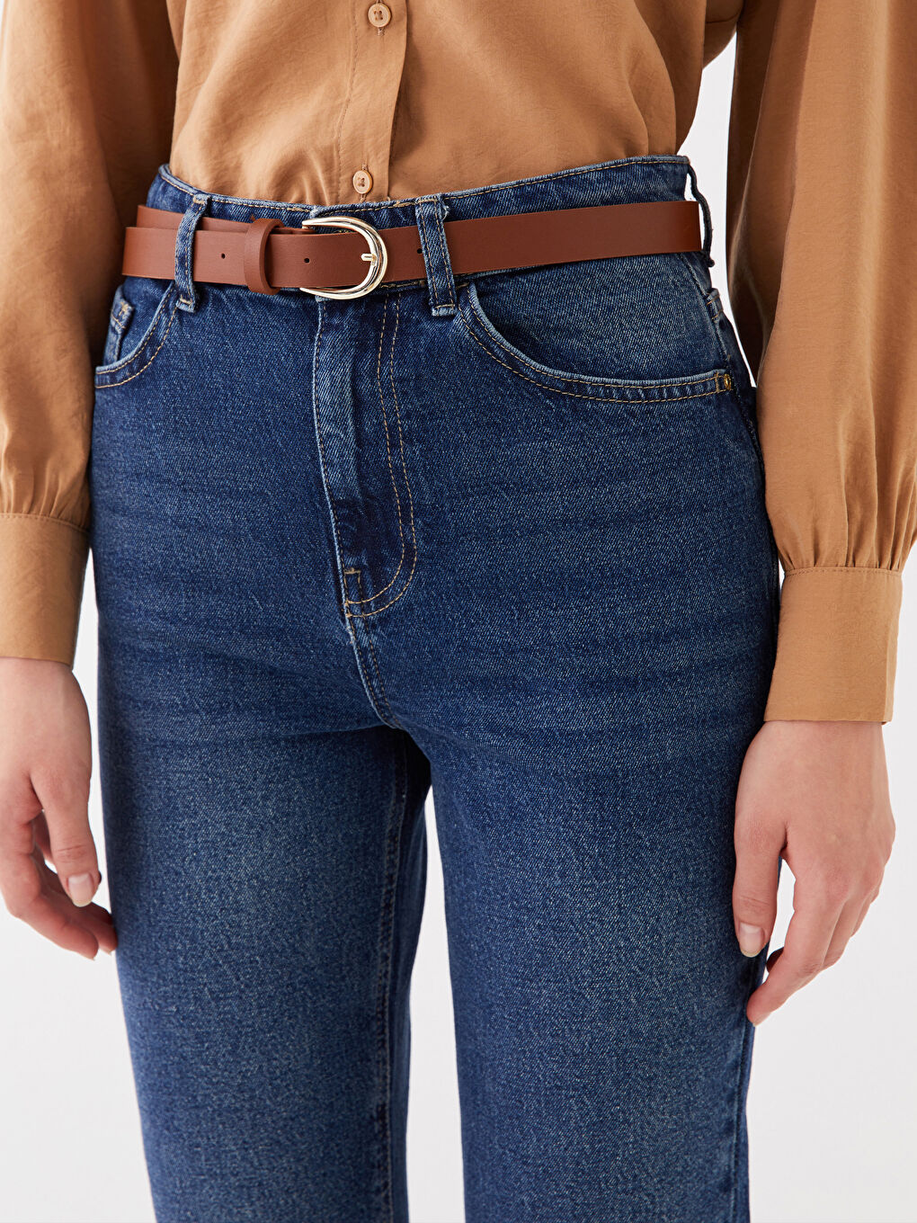 Belted Mom Fit Women's Jeans-2