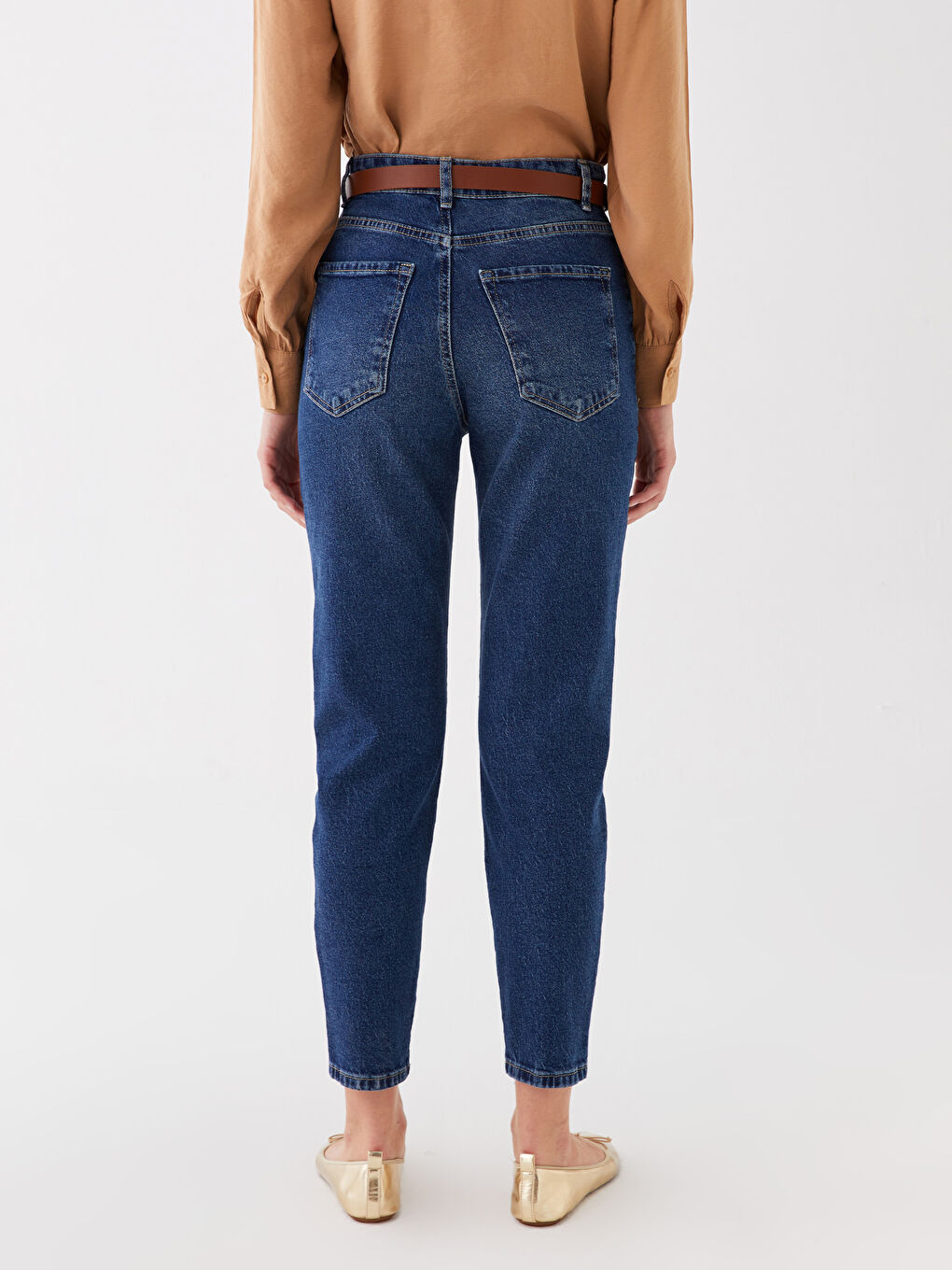 Belted Mom Fit Women's Jeans-4