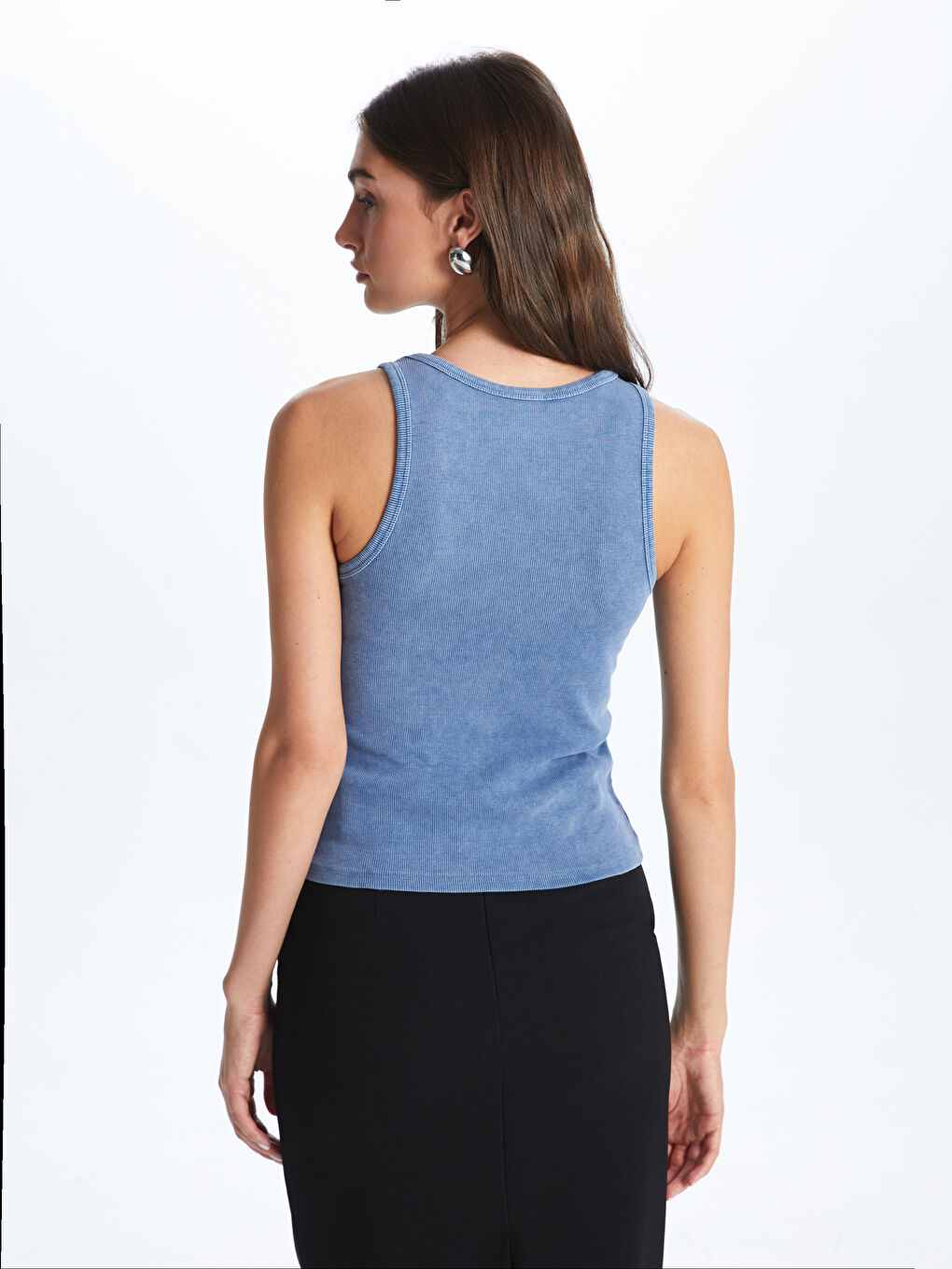 İndigo Kadın Bisiklet Yaka Düz Atlet-4