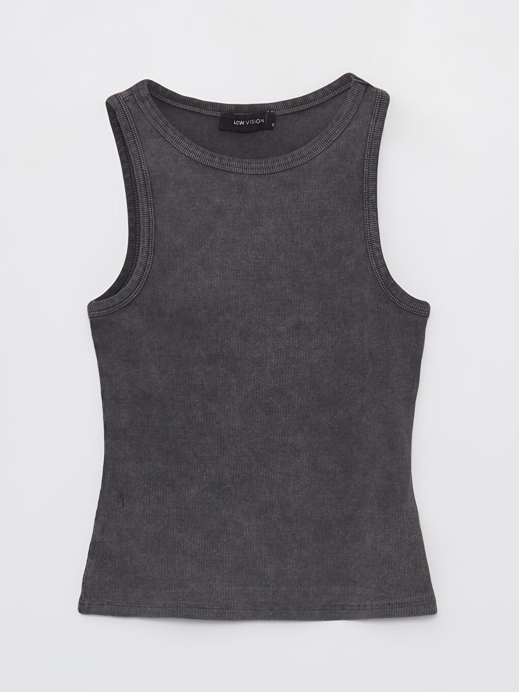 Antrasit Kadın Bisiklet Yaka Düz Atlet-5