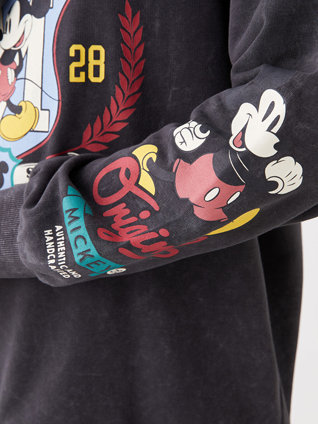 LCW Vision Antrasit Bisiklet Yaka Mickey Mouse Baskılı Uzun Kollu Oversize Kadın Sweatshirt - 3