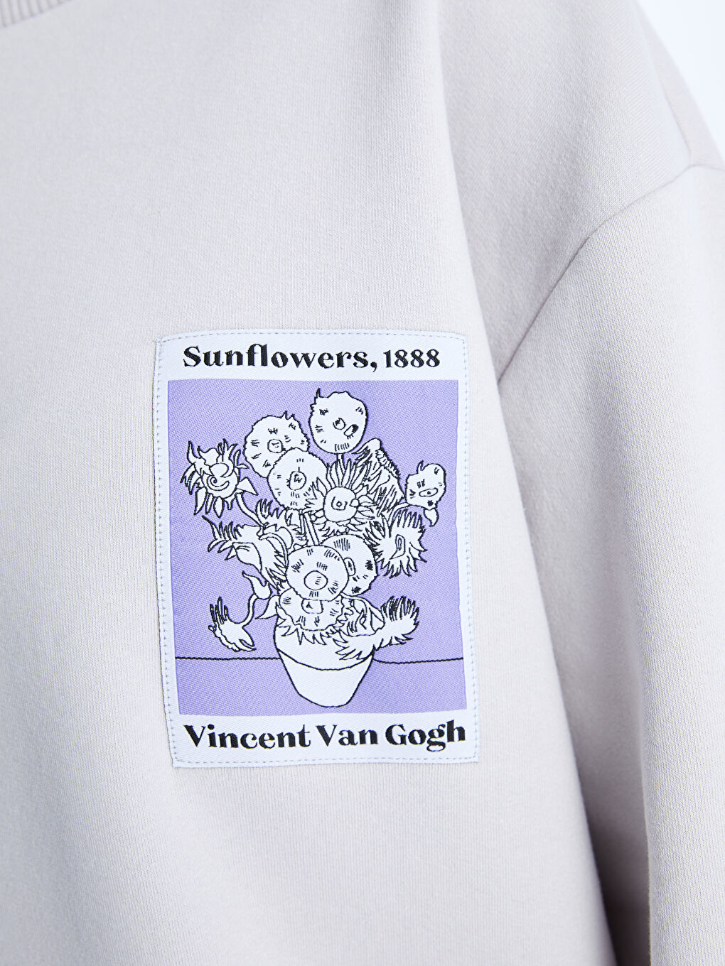 Gri Bisiklet Yaka Vincent Van Gogh Baskılı Oversize Kadın Kalın Sweatshirt-3