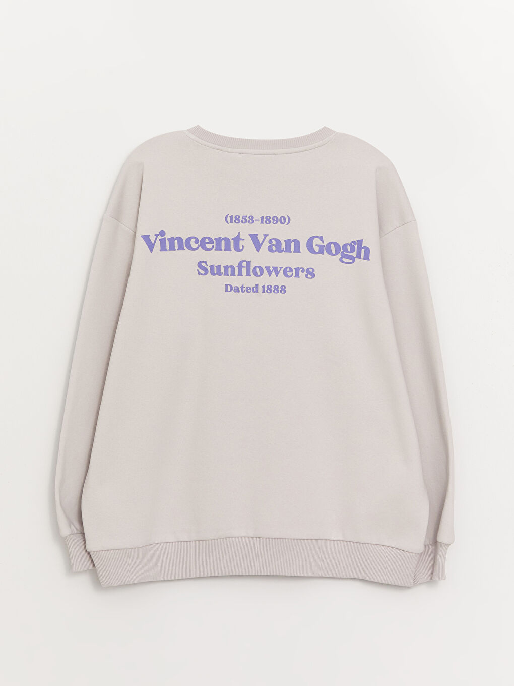 Gri Bisiklet Yaka Vincent Van Gogh Baskılı Oversize Kadın Kalın Sweatshirt-6