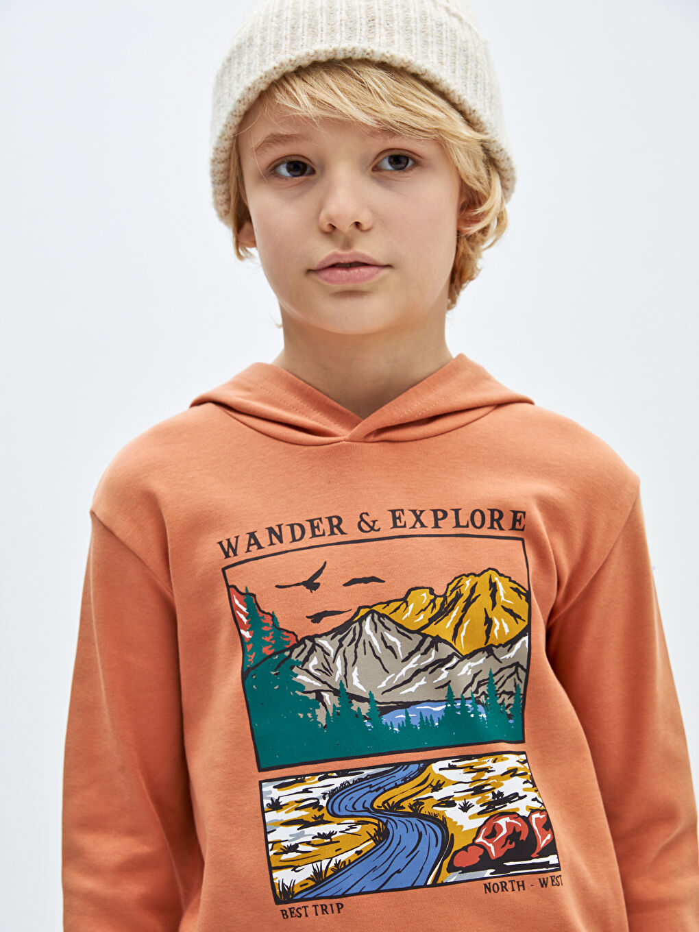 LCW Kids Hooded Printed Long Sleeve Boys' T-Shirt -W3J537Z4-VZY