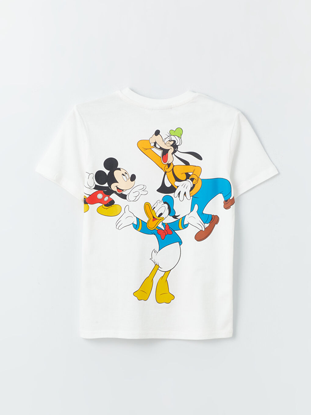 Ekru Bisiklet Yaka Mickey Mouse Baskılı Kısa Kollu Erkek Çocuk Tişört-1