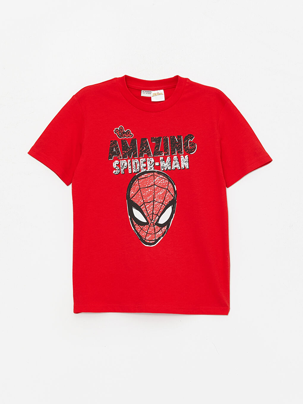 Kırmızı Bisiklet Yaka Spider-Man Baskılı Kısa Kollu Erkek Çocuk Tişört