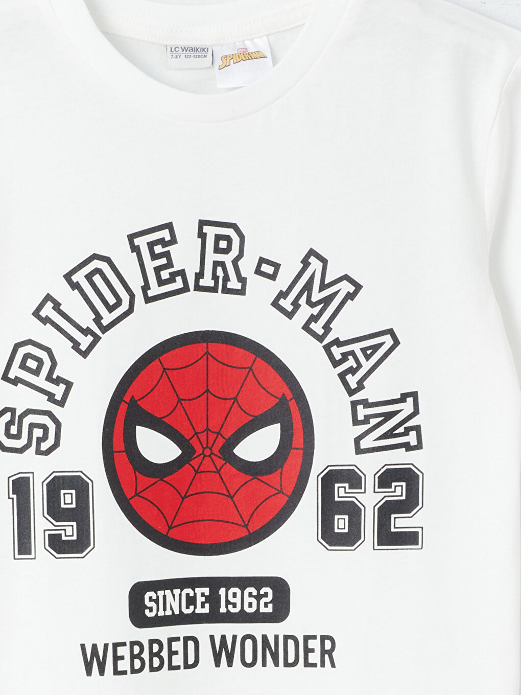 Ekru Bisiklet Yaka Spider-Man Baskılı Kısa Kollu Erkek Çocuk Tişört-2