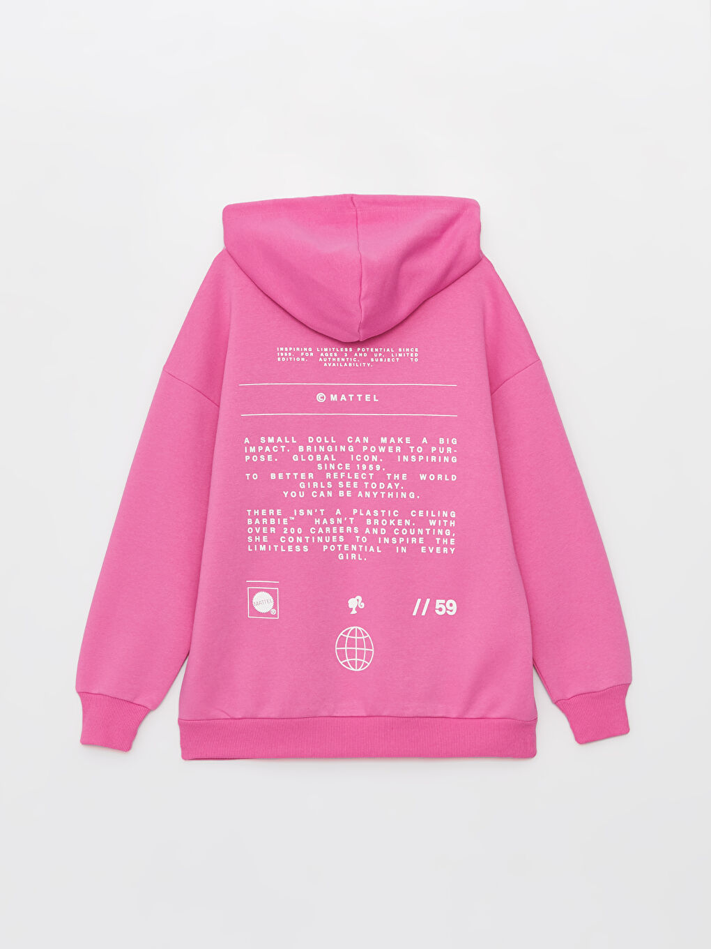 LCW Vision Pembe Barbie Baskılı Uzun Kollu Oversize Kadın Hoodie - 6