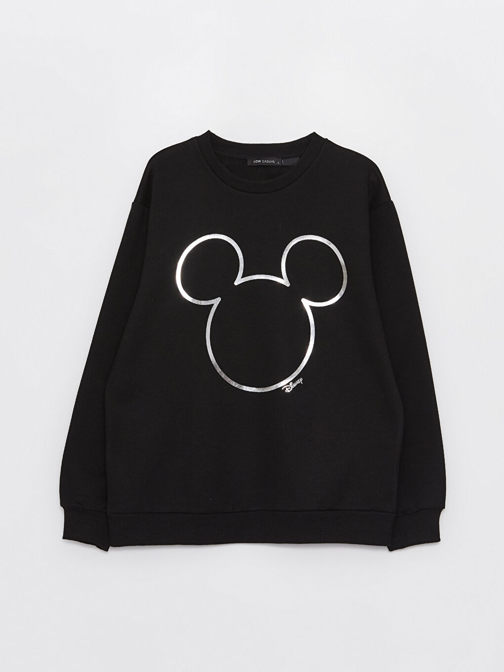 LCW Vision Yeni Siyah Bisiklet Yaka Mickey Mouse Baskılı Uzun Kollu Oversize Kadın Sweatshirt - 5