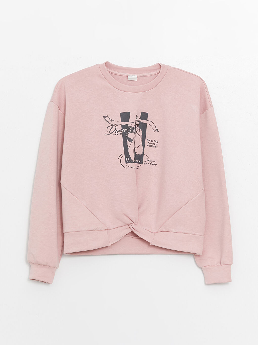 LCW Kids Mat Pembe Bisiklet Yaka Baskılı Uzun Kollu Kız Çocuk Sweatshirt - 2