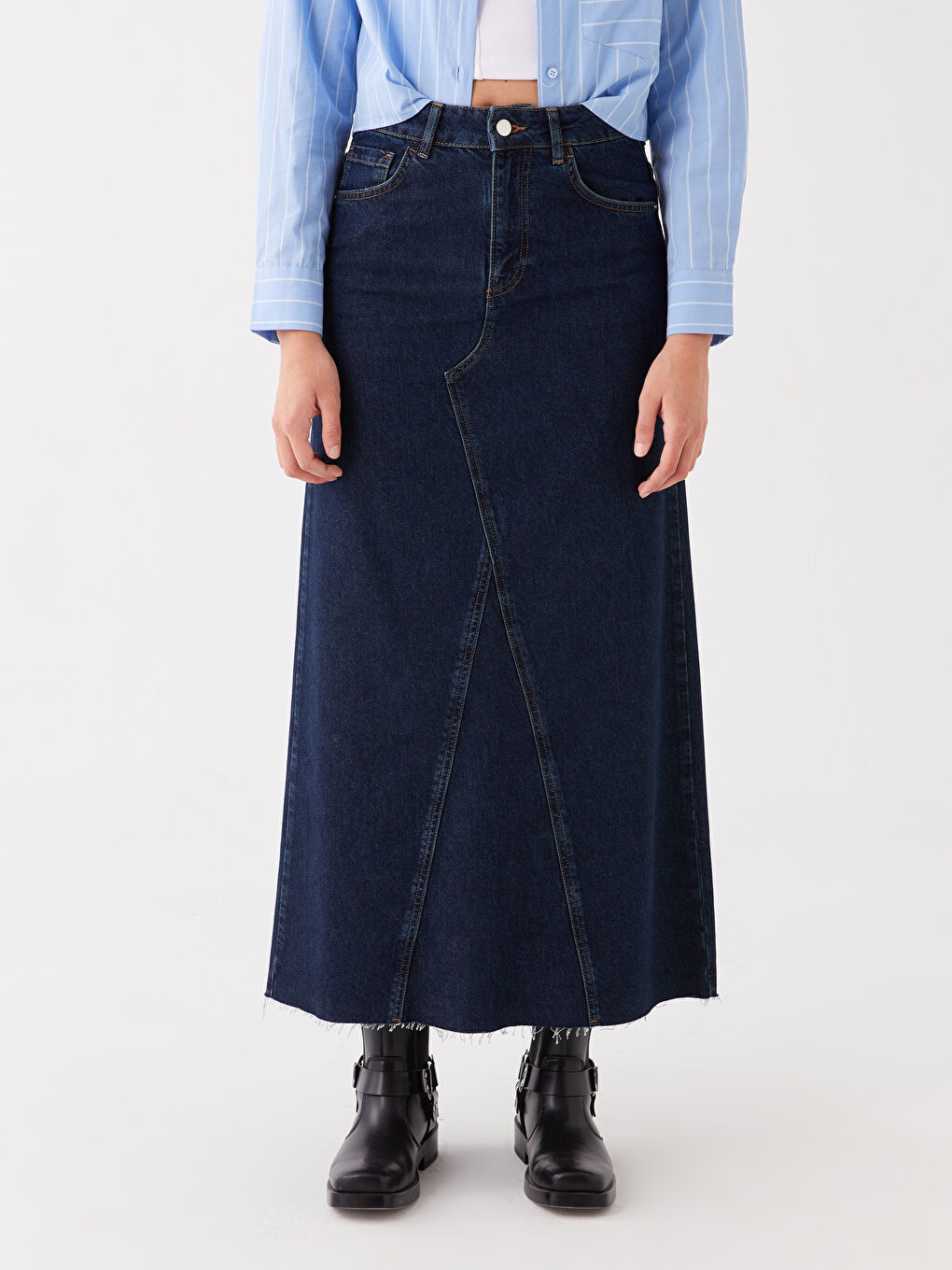 Спідниця з деніму для жінок зі звичайною посадкою-2