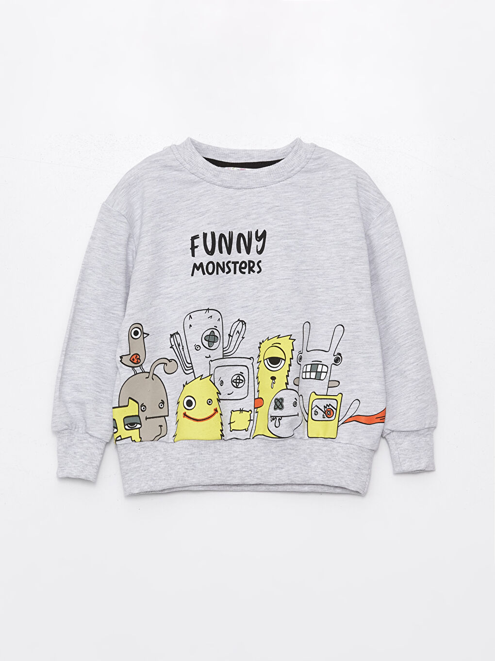 Calimera Kids Gri Bisiklet Yaka Uzun Kollu Erkek Bebek Sweatshirt 2'li - 1