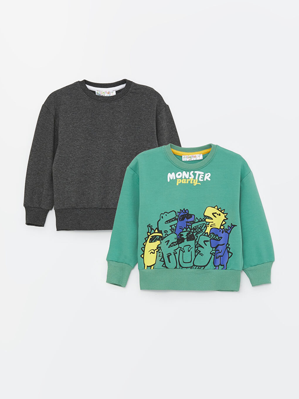 Calimera Kids Antrasit Bisiklet Yaka Uzun Kollu Erkek Bebek Sweatshirt 2'li