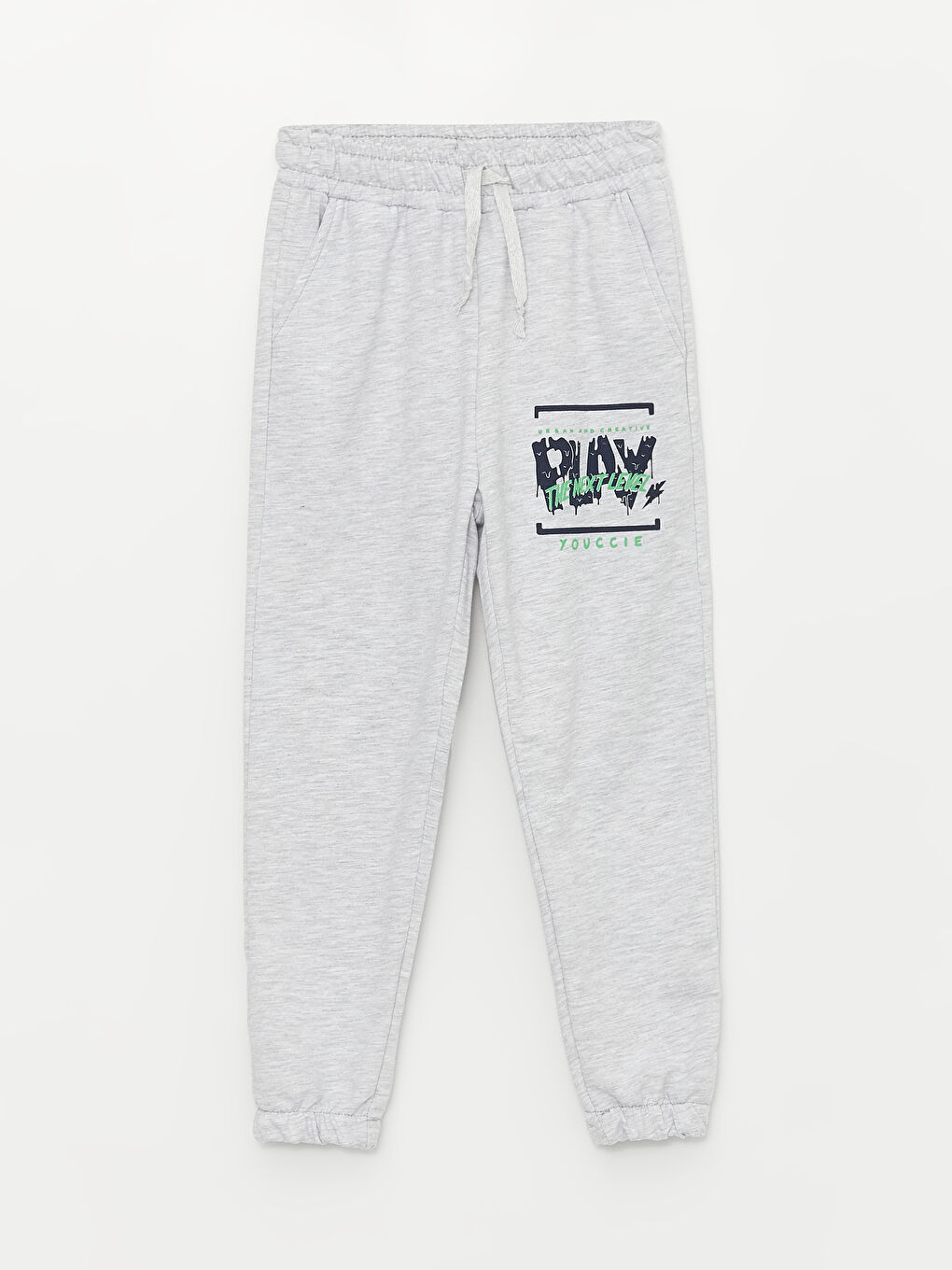 Gri Bisiklet Yaka Uzun Kollu Erkek Çocuk Sweatshirt ve Eşofman Alt 2'li Takım-2