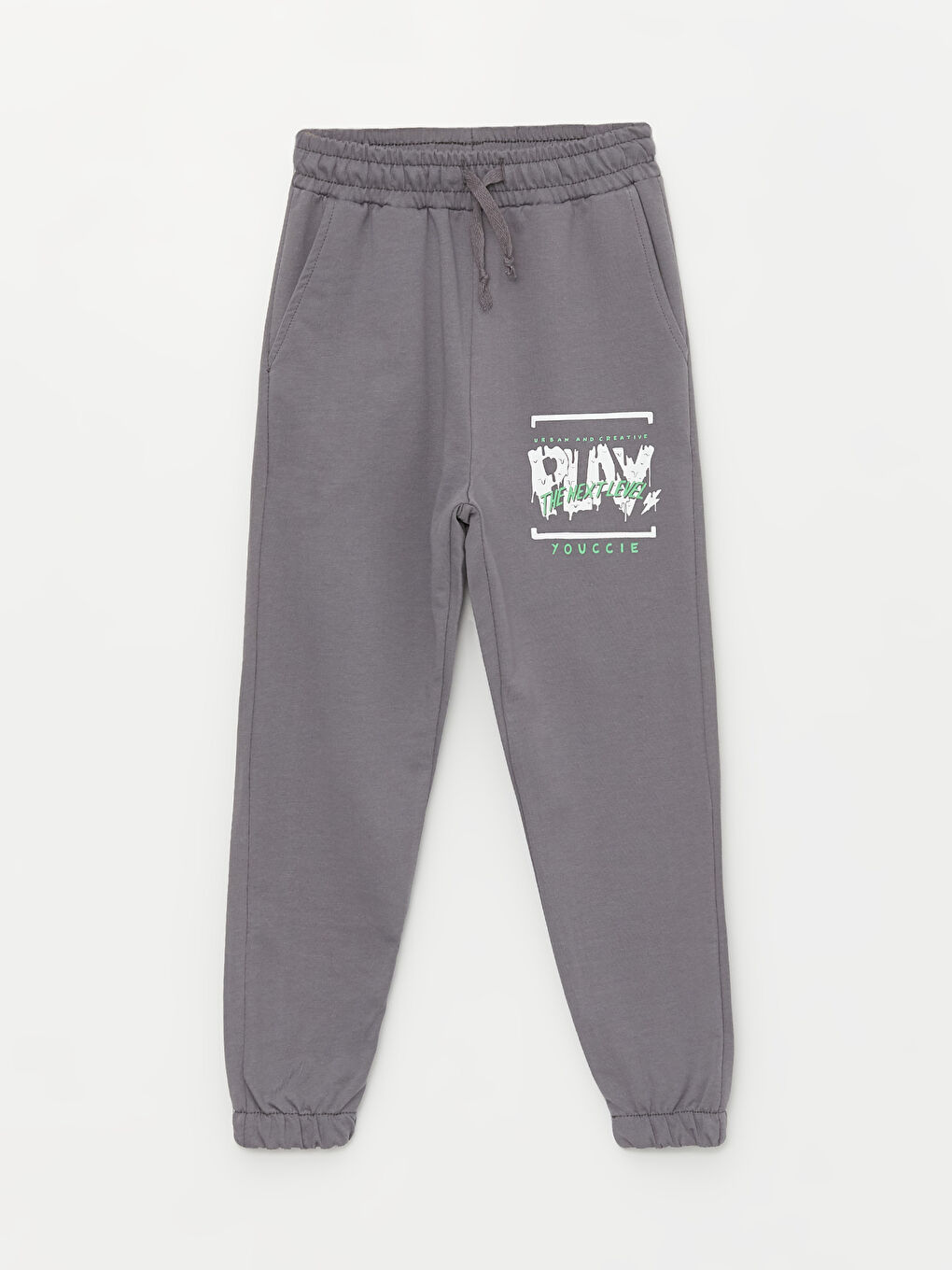 Gri Bisiklet Yaka Uzun Kollu Erkek Çocuk Sweatshirt ve Eşofman Alt 2'li Takım-2