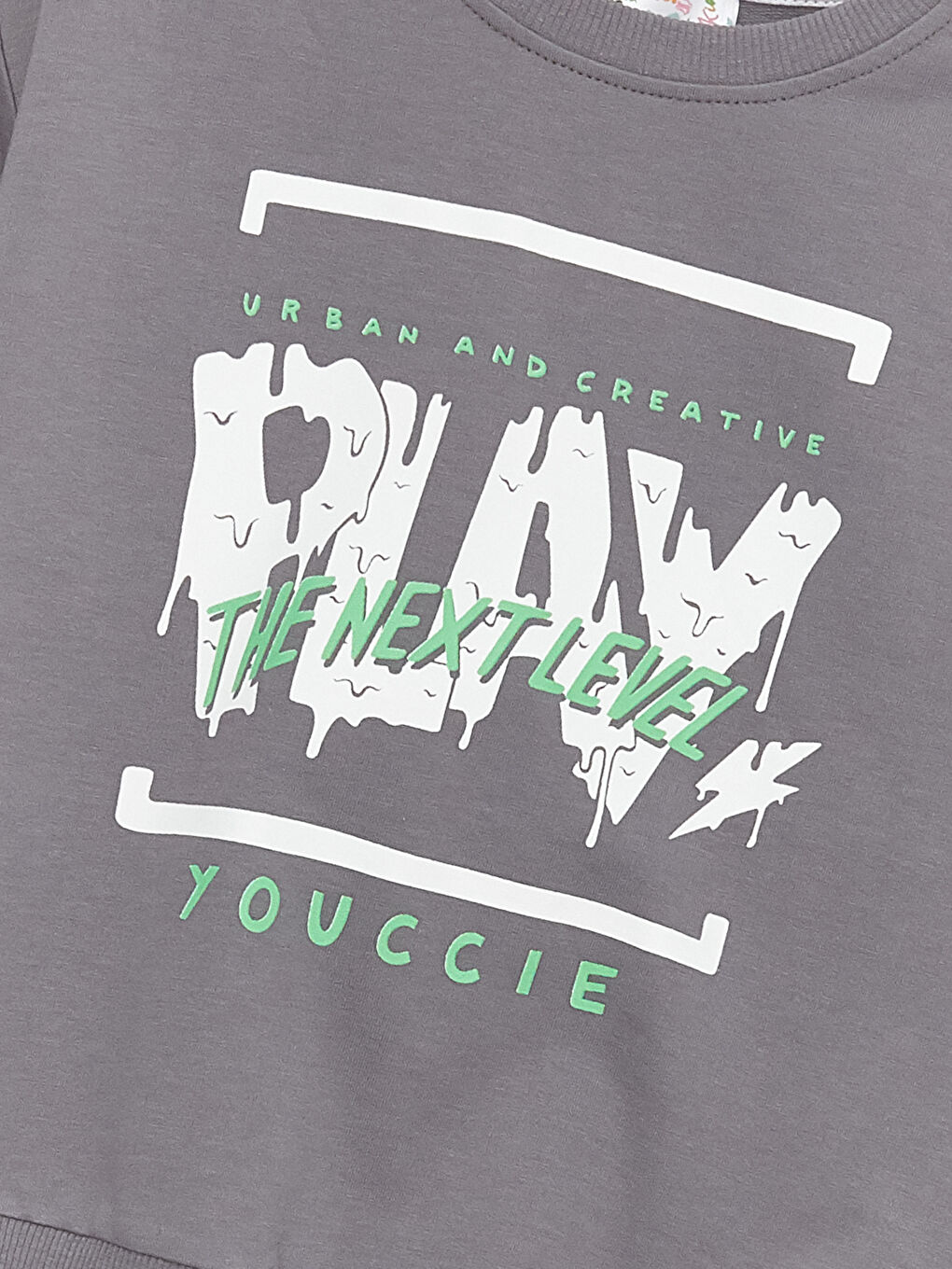 Gri Bisiklet Yaka Uzun Kollu Erkek Çocuk Sweatshirt ve Eşofman Alt 2'li Takım-5