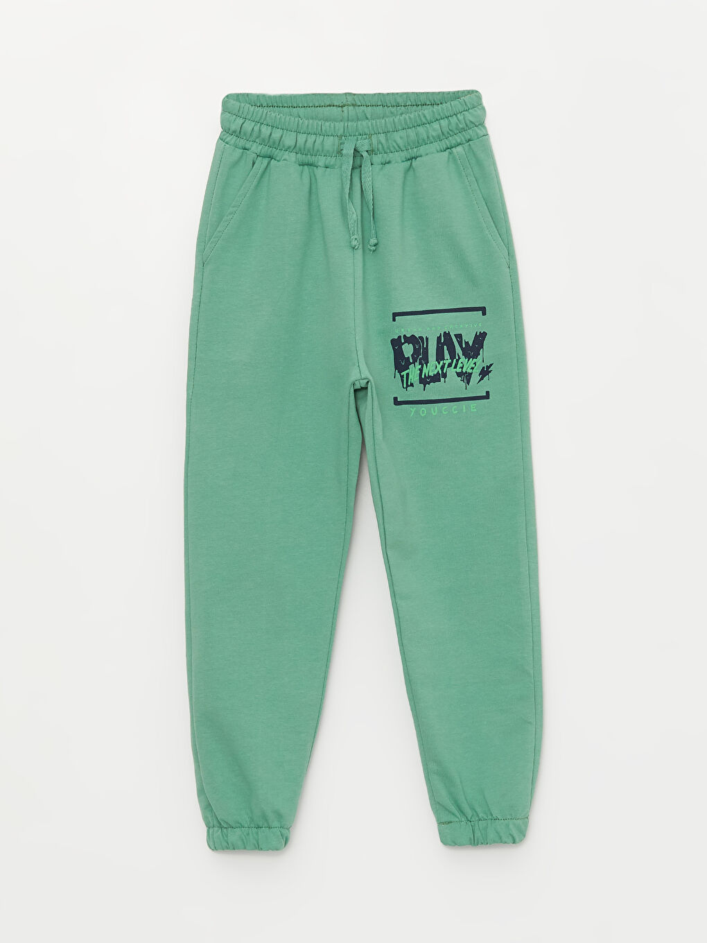 Yeşil Bisiklet Yaka Uzun Kollu Erkek Çocuk Sweatshirt ve Eşofman Alt 2'li Takım-2