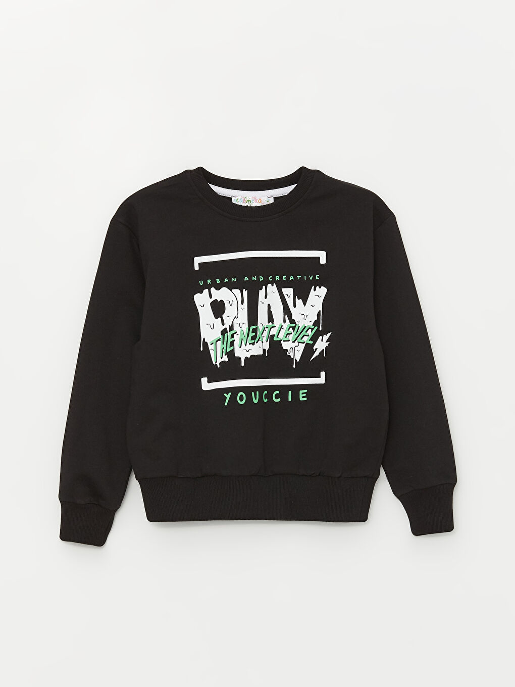 Siyah Bisiklet Yaka Uzun Kollu Erkek Çocuk Sweatshirt ve Eşofman Alt 2'li Takım-1