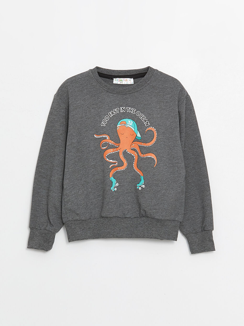 Antrasit Bisiklet Yaka Uzun Kollu Erkek Çocuk Sweatshirt ve Eşofman Alt 2'li Takım-1