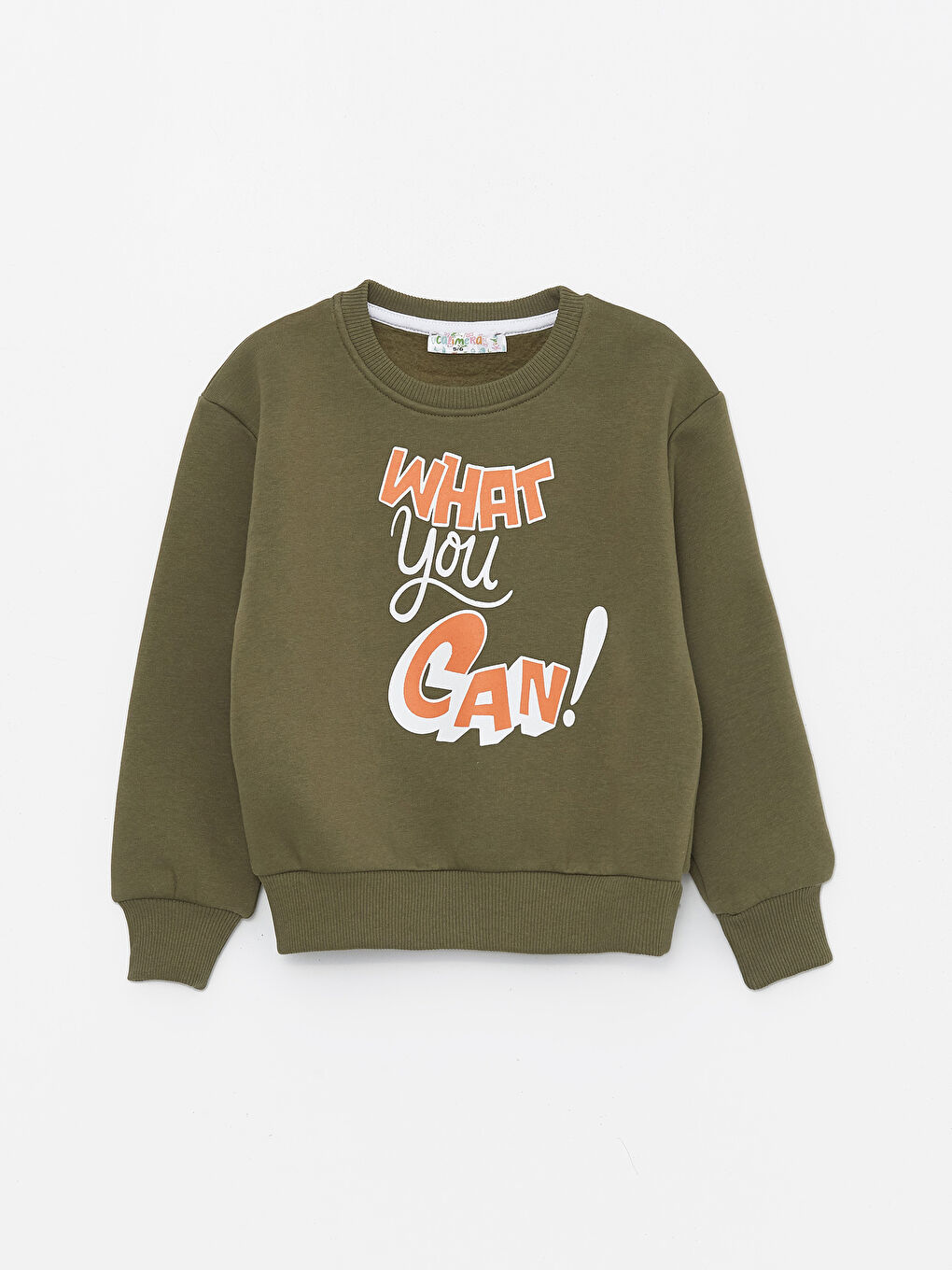 Haki Bisiklet Yaka Erkek Çocuk Sweatshirt ve Eşofman Alt 2'li Takım-1