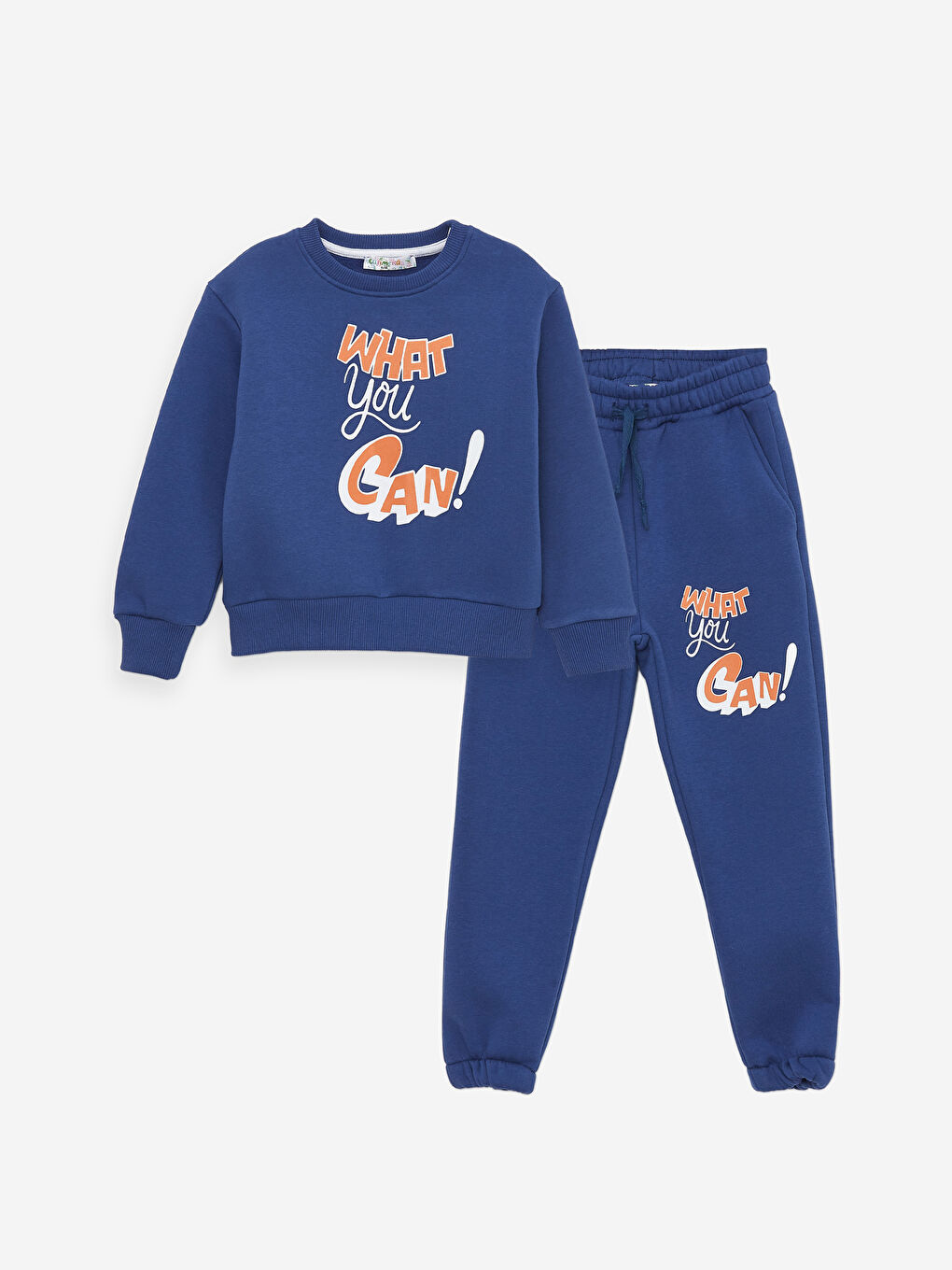 Lacivert Bisiklet Yaka Erkek Çocuk Sweatshirt ve Eşofman Alt 2'li Takım