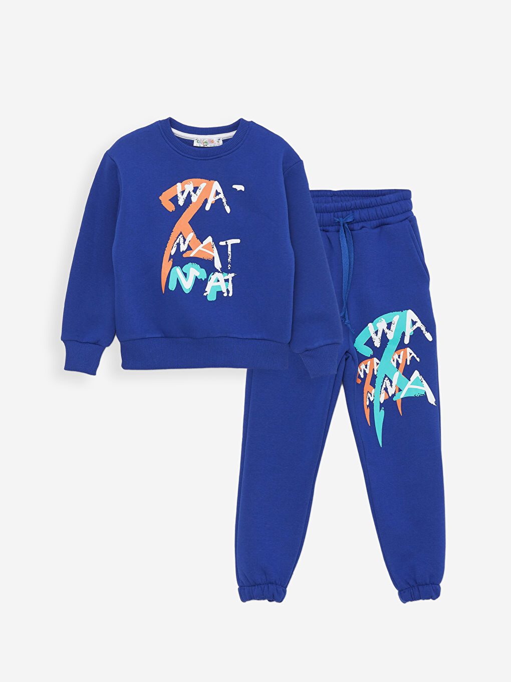 Mavi Bisiklet Yaka Erkek Çocuk Sweatshirt ve Eşofman Alt 2'li Takım