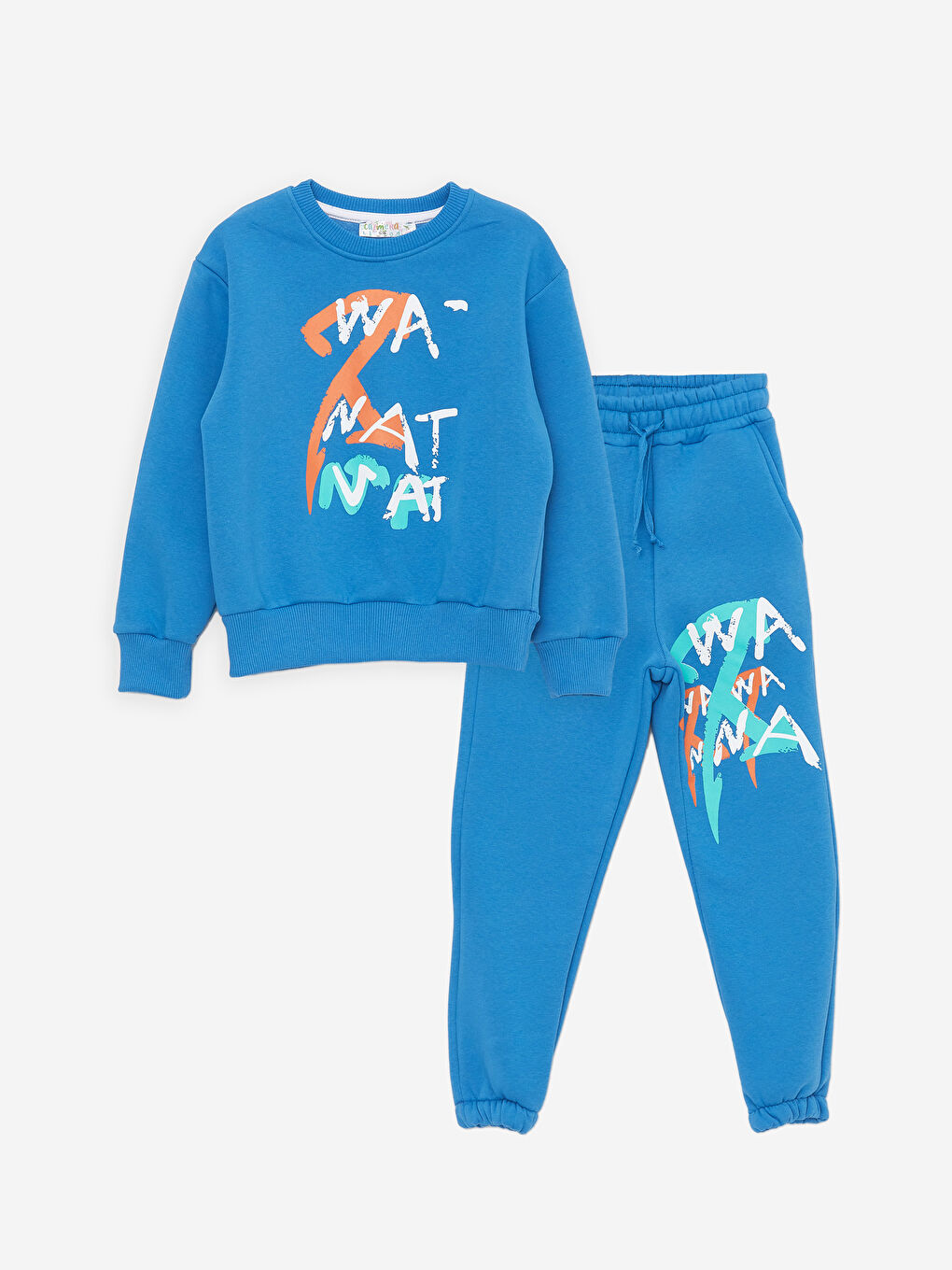 Mavi Bisiklet Yaka Erkek Çocuk Sweatshirt ve Eşofman Alt 2'li Takım