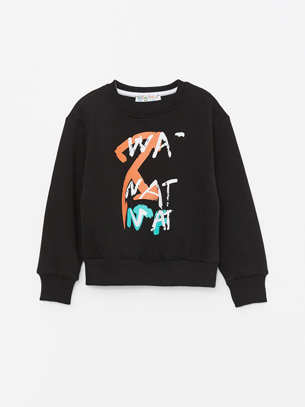 Siyah Bisiklet Yaka Erkek Çocuk Sweatshirt ve Eşofman Alt 2'li Takım-1