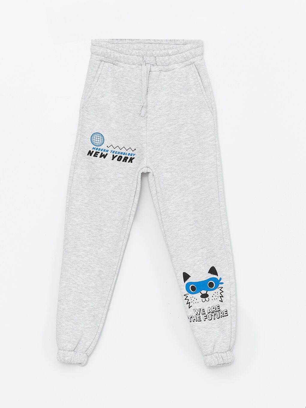 Gri Bisiklet Yaka Erkek Çocuk Sweatshirt ve Eşofman Alt 2'li Takım-2