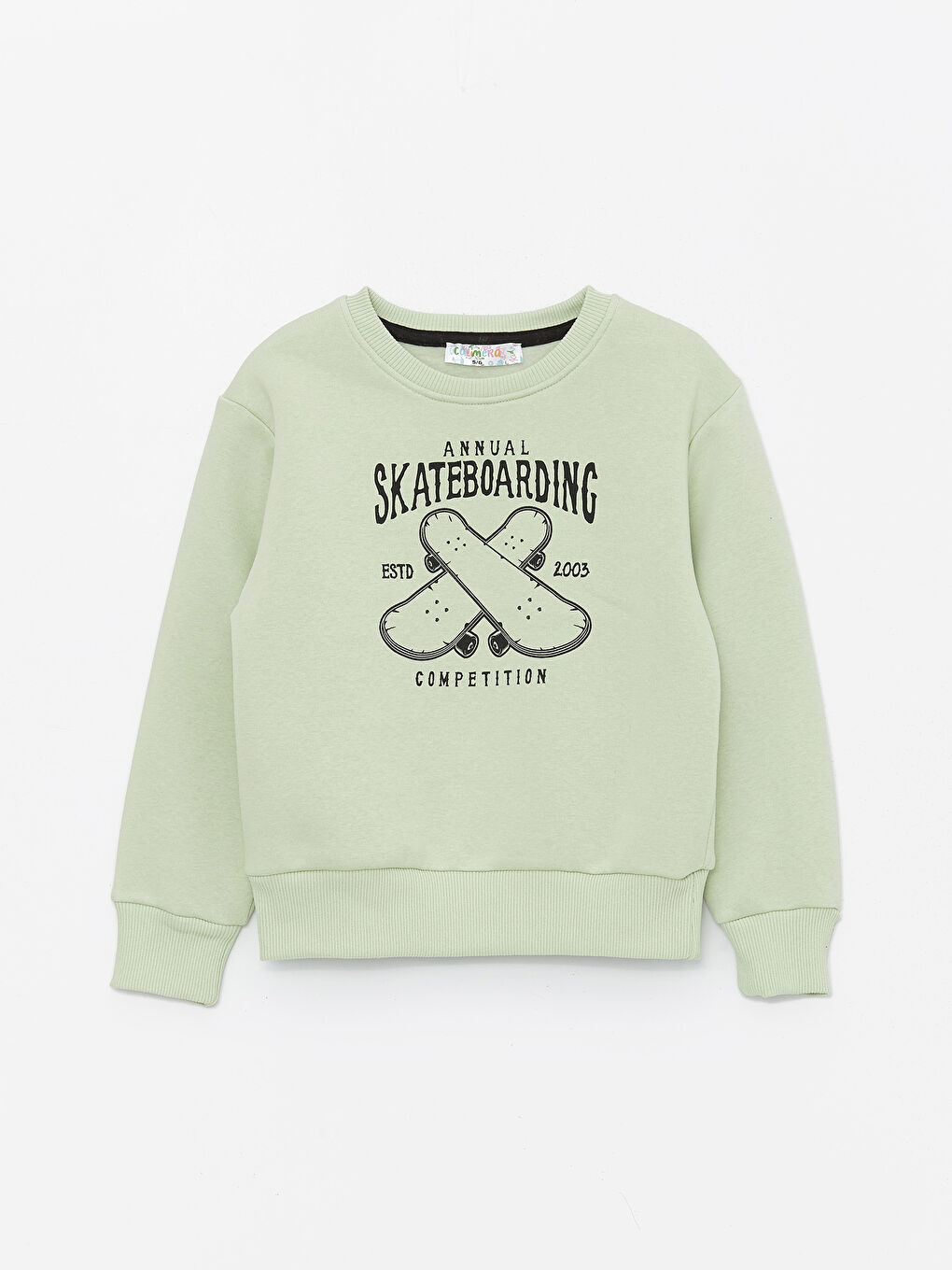 Yeşil Bisiklet Yaka Uzun Kollu Erkek Çocuk Sweatshirt ve Eşofman Alt 2'li Takım-1