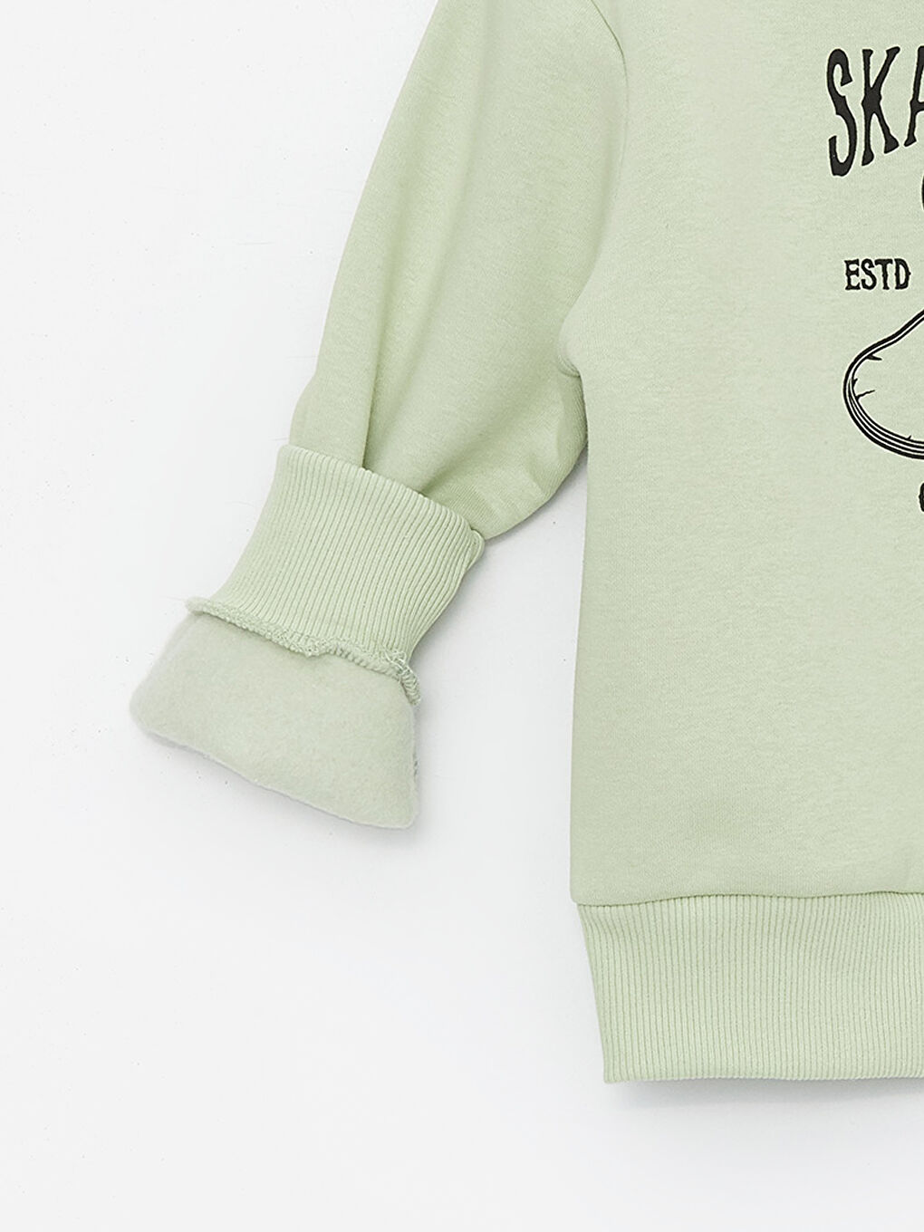 Yeşil Bisiklet Yaka Uzun Kollu Erkek Çocuk Sweatshirt ve Eşofman Alt 2'li Takım-3