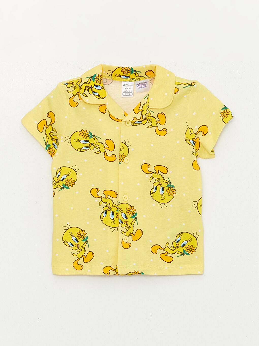 Sarı Tweety Baskılı Kız Bebek Şortlu Pijama Takımı-1