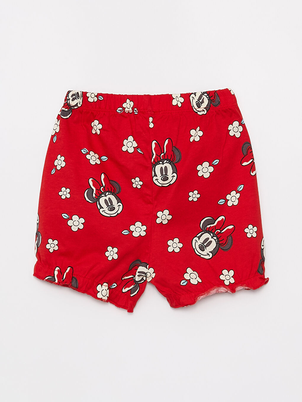 LCW baby Kırmızı Baskılı Minnie Mouse Baskılı Kız Bebek Şortlu Pijama Takımı - 4