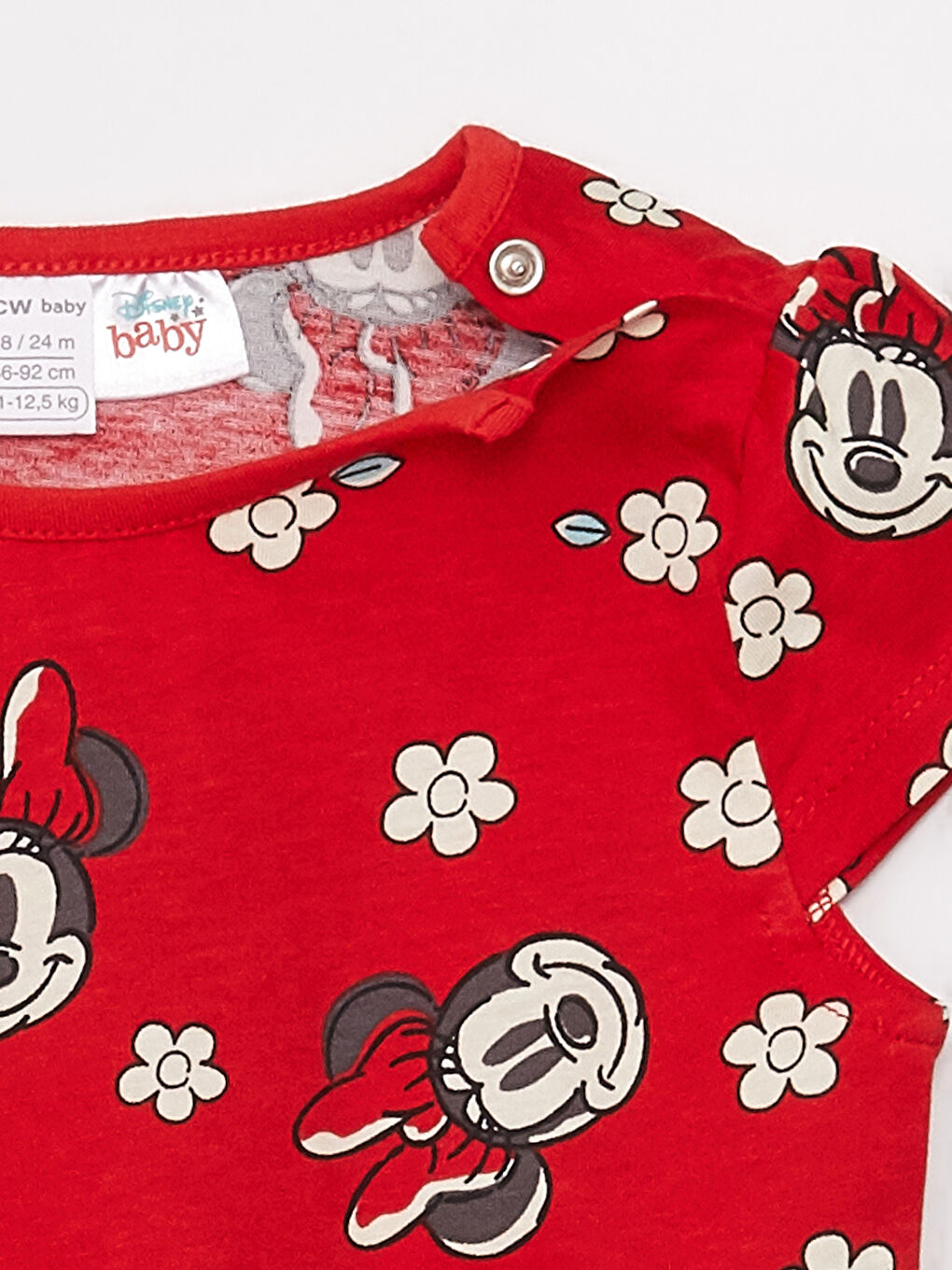 LCW baby Kırmızı Baskılı Minnie Mouse Baskılı Kız Bebek Şortlu Pijama Takımı - 5