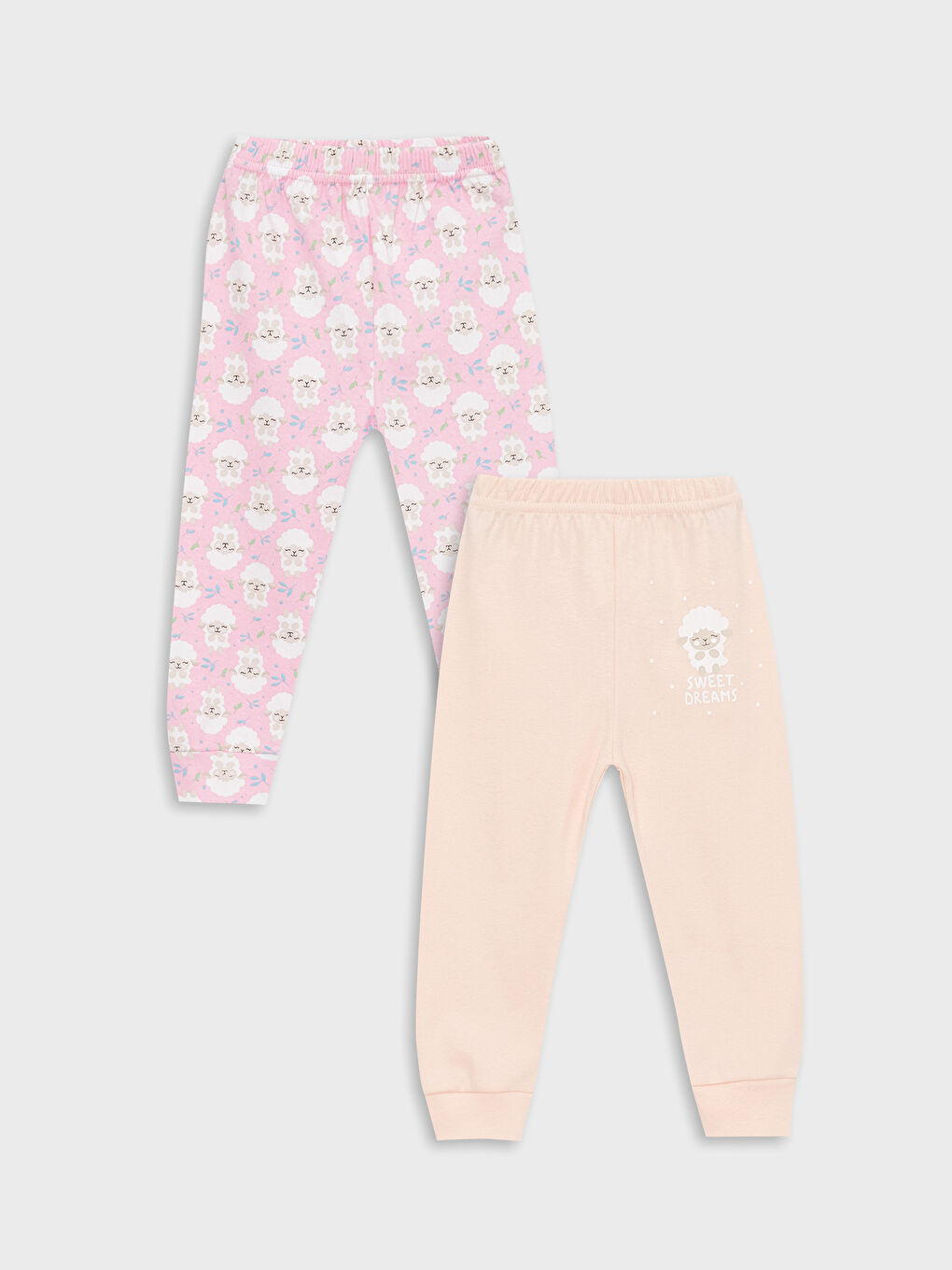 LUGGİ BABY Pembe Beli Lastikli Kız Bebek Pijama Alt 2'li