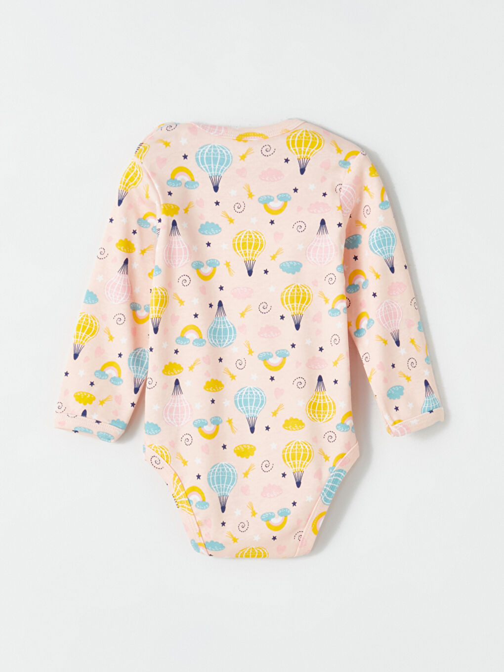 Ekru Bisiklet Yaka Baskılı Kız Bebek Çıtçıtlı Bodysuit 2'li-6