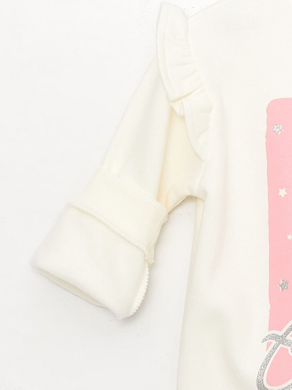 Ekru Bisiklet Yaka Sindirella Baskılı Uzun Kollu Kız Bebek Sweatshirt ve Tayt-4