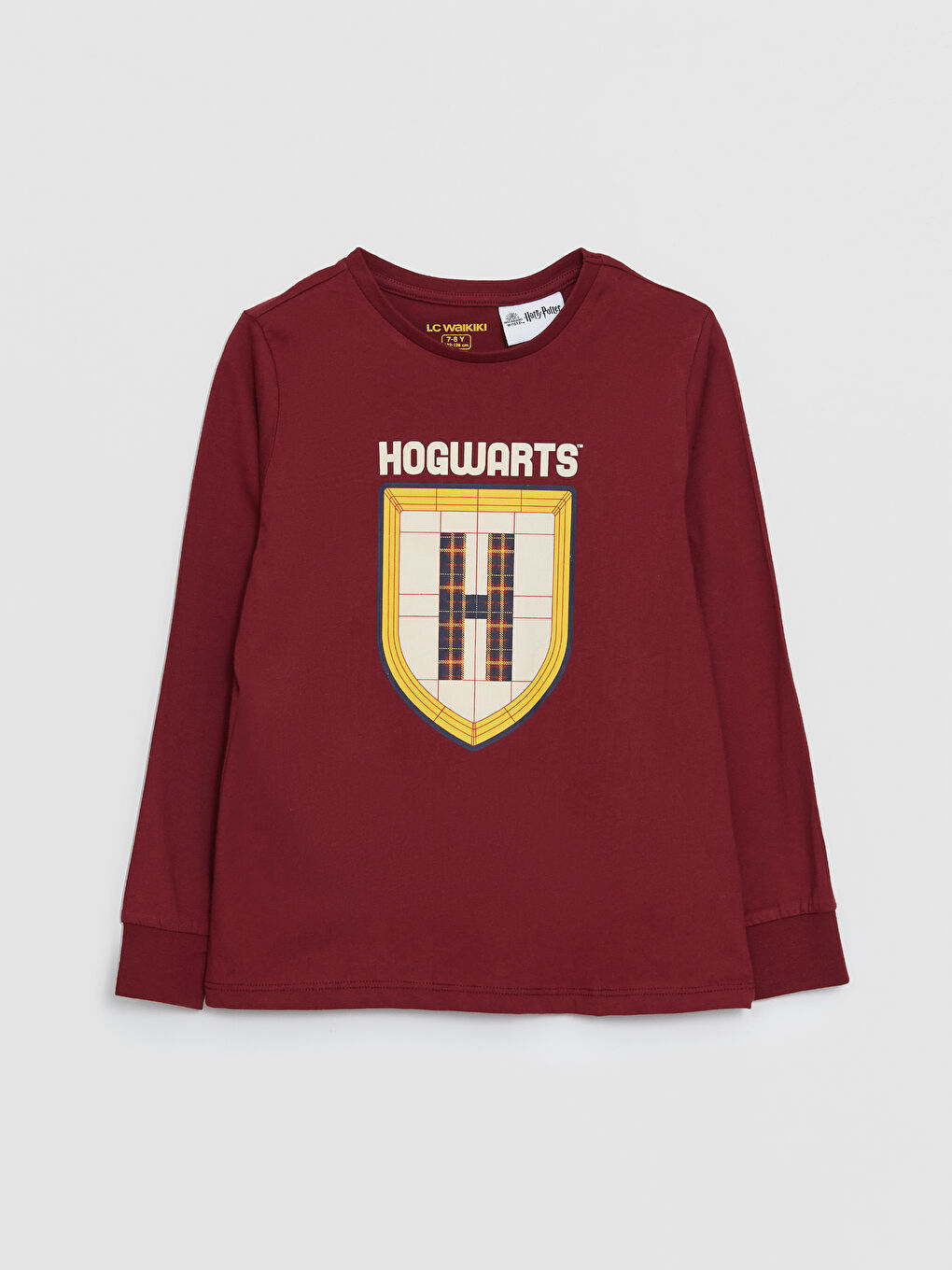 LCW Kids Bordo Bisiklet Yaka Harry Potter Baskılı Erkek Çocuk Pijama Üst