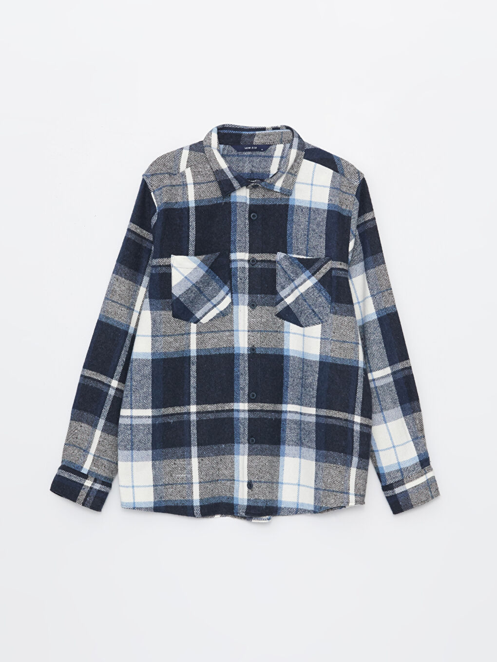 Lacivert Regular Fit Uzun Kollu Ekose Erkek Gömlek-5