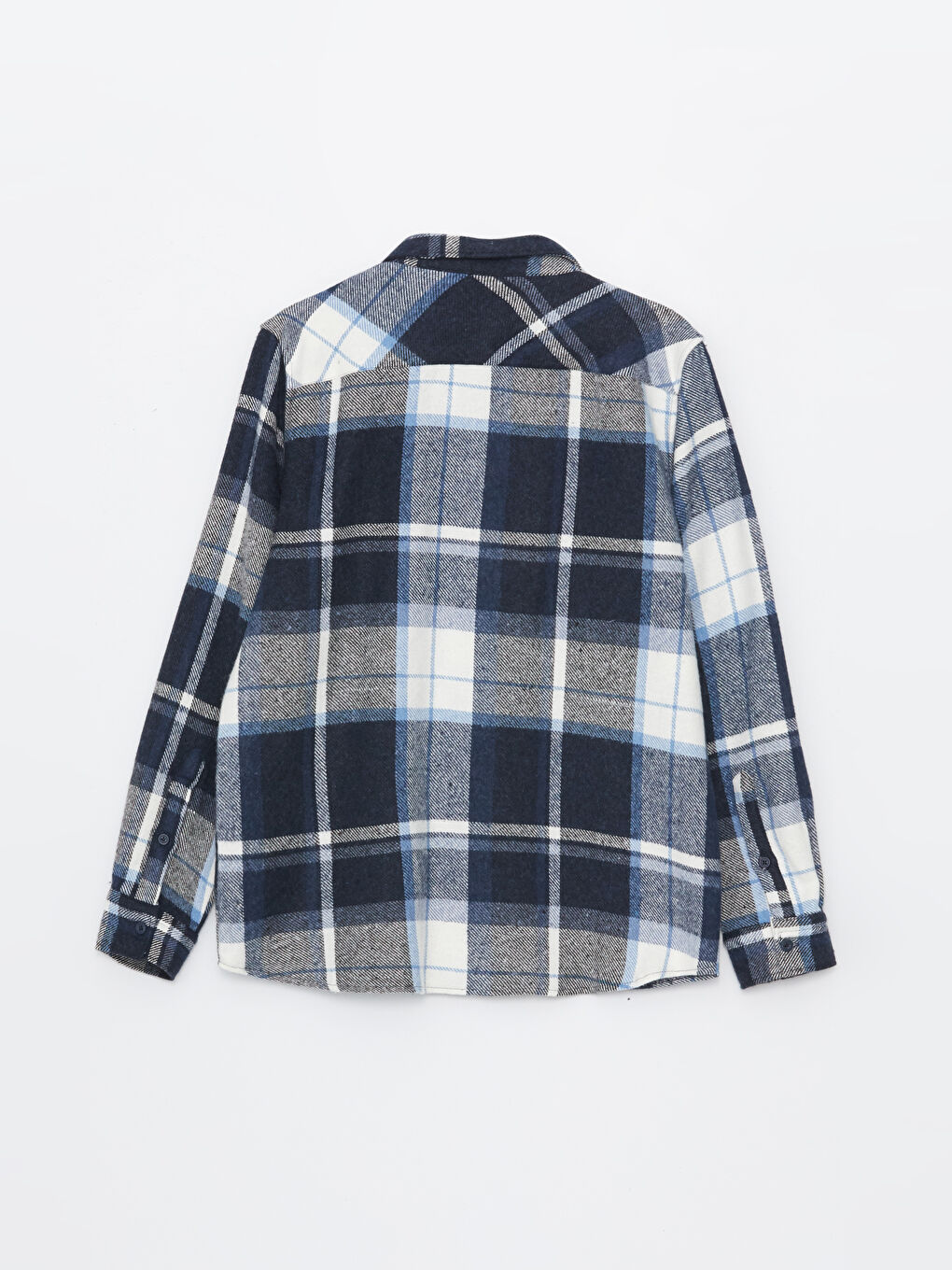 Lacivert Regular Fit Uzun Kollu Ekose Erkek Gömlek-6