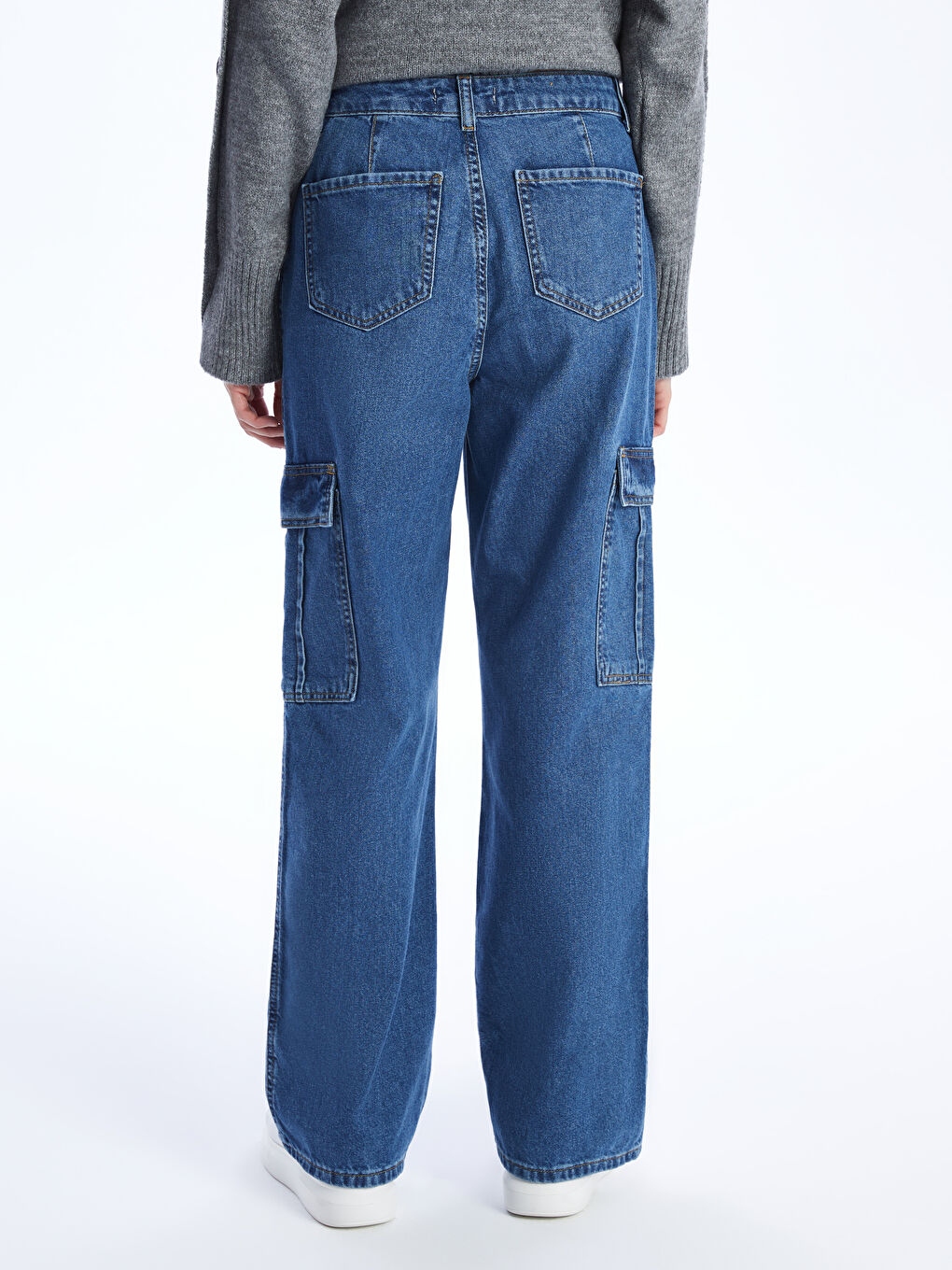 LCW Modest Orta İndigo Rodeo Straight Kadın Kargo Jean Pantolon - 3