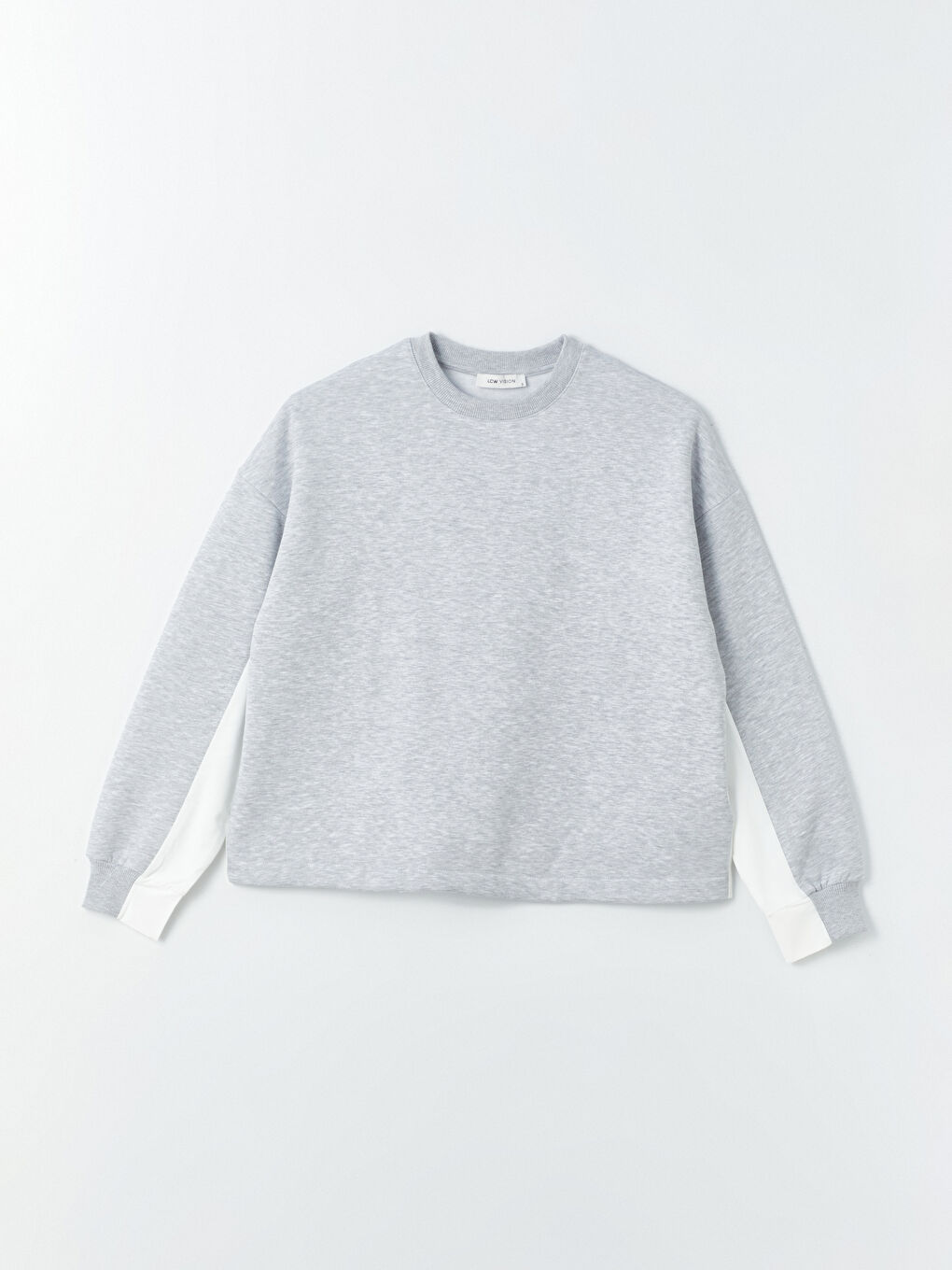 LCW Vision Orta Gri Melanj Bisiklet Yaka Oversize Kadın Sweatshirt - 5