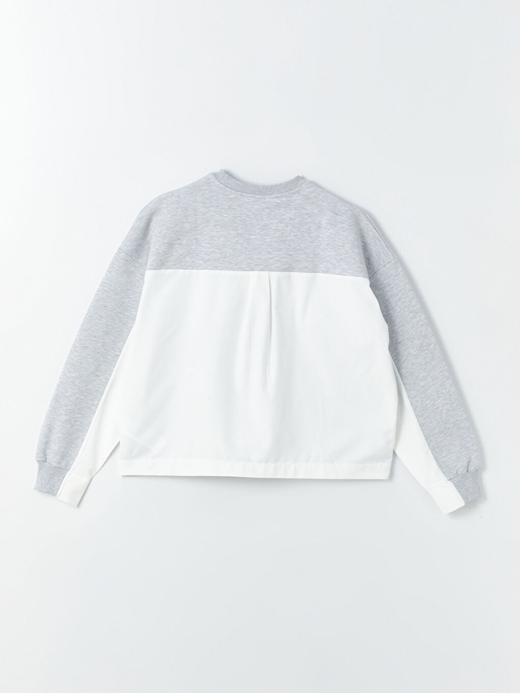 LCW Vision Orta Gri Melanj Bisiklet Yaka Oversize Kadın Sweatshirt - 7