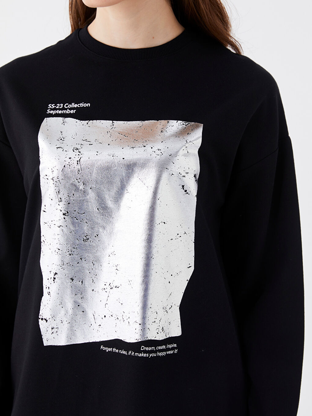 تونيك سترة نسائية كم طويل مطبوع بكول مدور-3