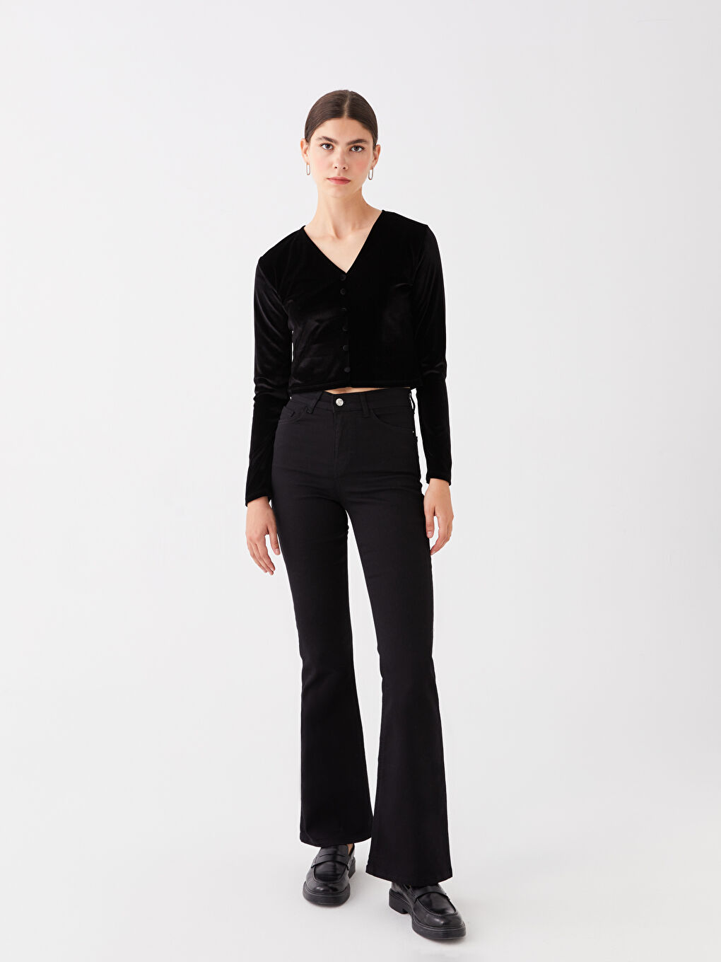Siyah Mars Flare Kadın Jean Pantolon